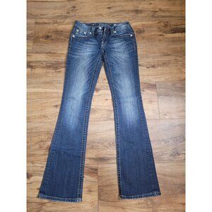 Miss Me Geometric Embroidery Bootcut Distressed Denim Jeans women’s size 27 X 32